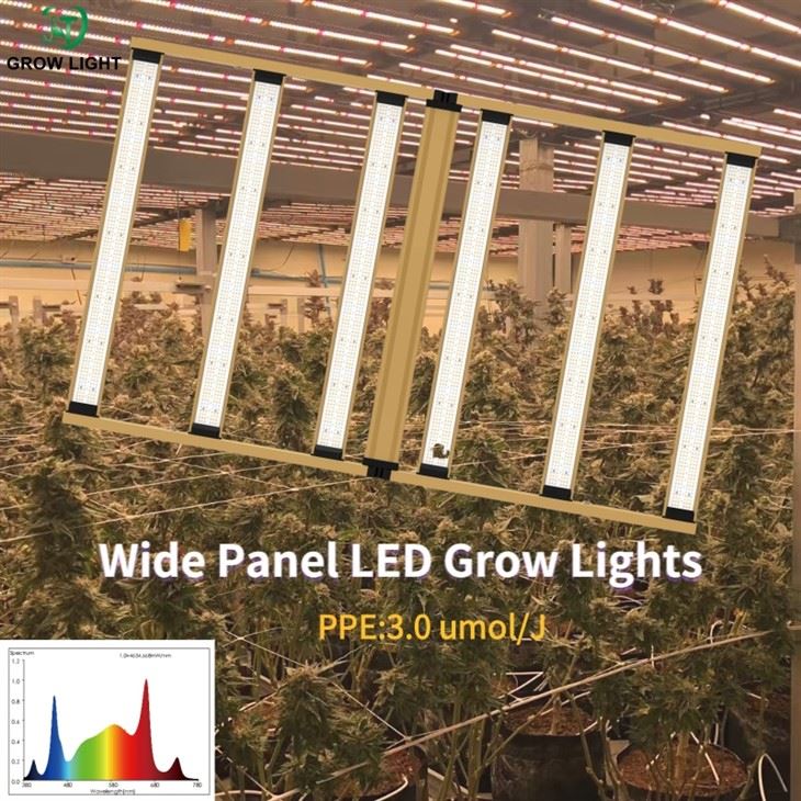Wide-panel LED grow lights with high power for grow room